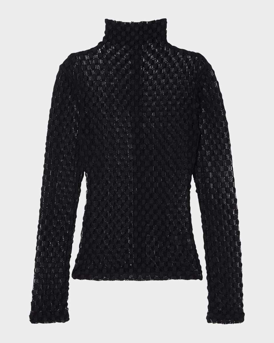 Geometric Lace Turtleneck Top